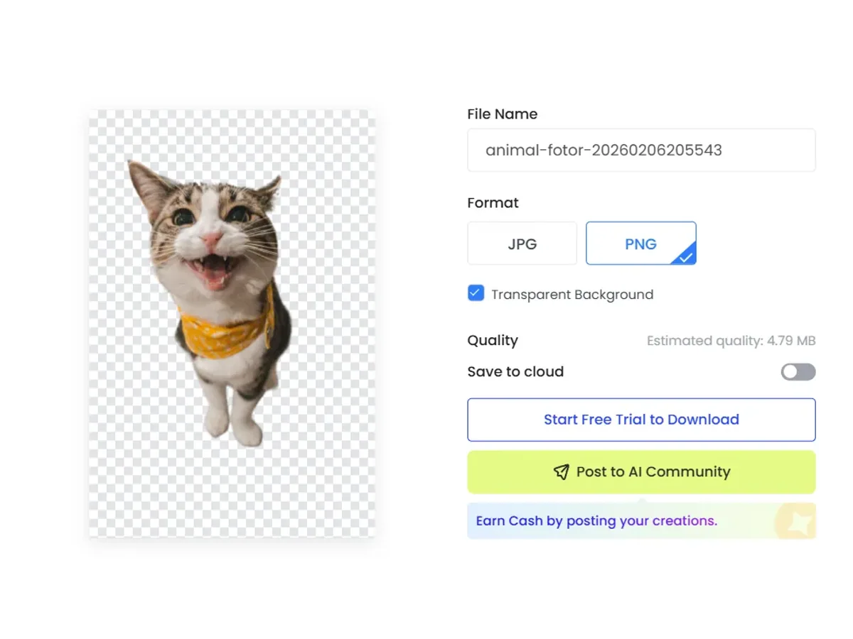 Fotor animal background removal result