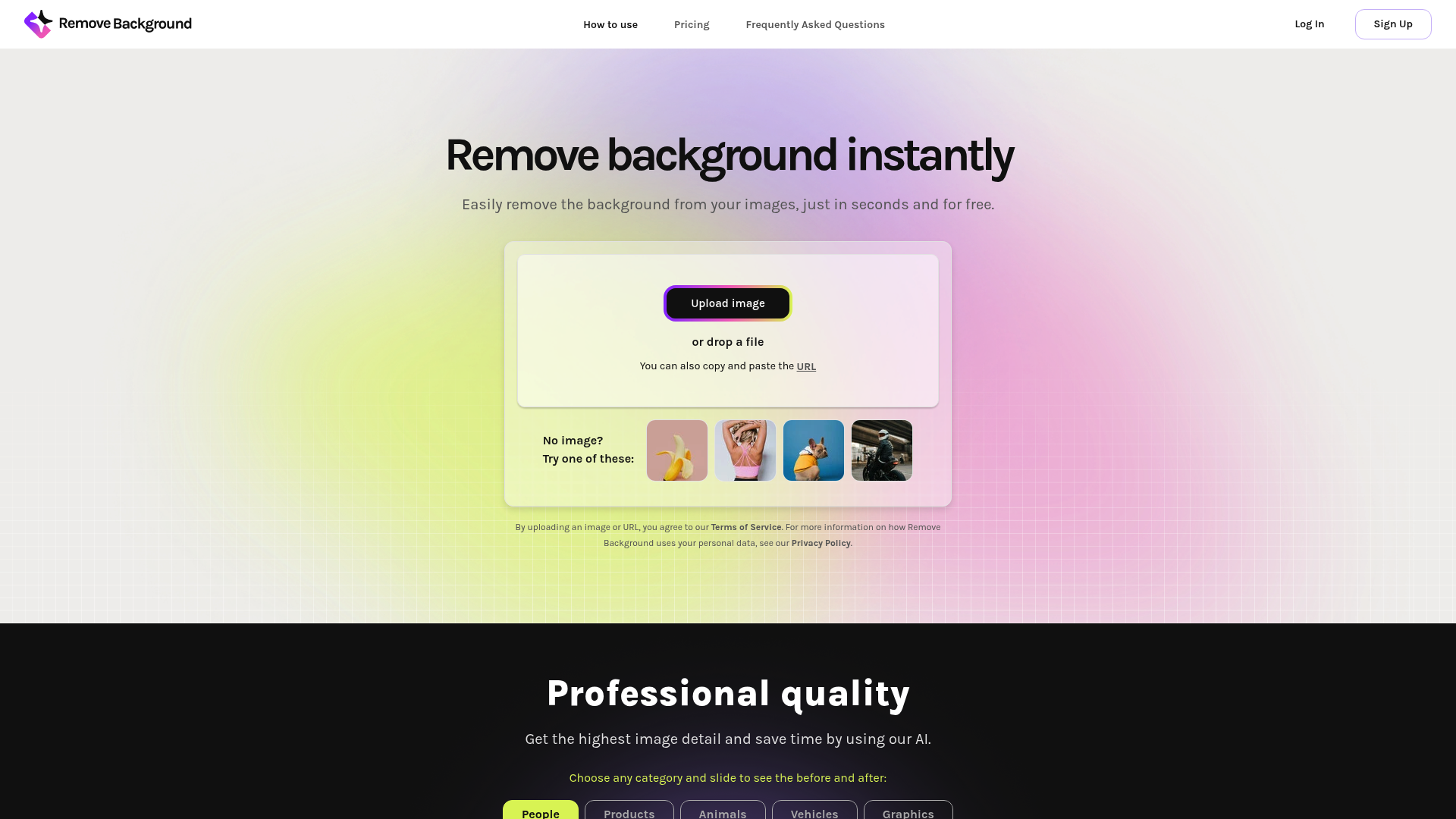 Remove-Background.com homepage