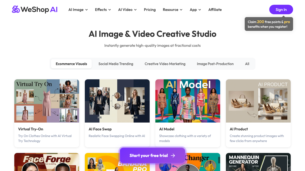 WeShop AI homepage