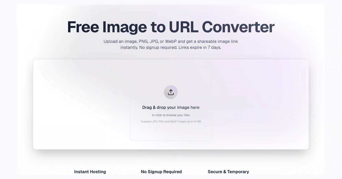 Screenshot of the image-to-URL converter for creating a temporary share link from a finished transparent PNG