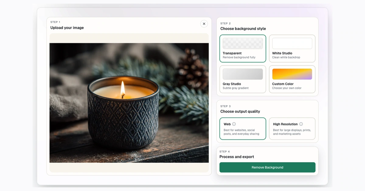 Screenshot of a product image uploaded to Background Remover before exact-pixel resizing